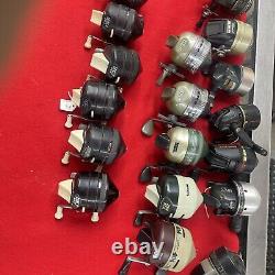 (18) Zebco Closed Face Spinning Reels, AND OTHER MODELS ALL WORK FINE, GREAT DEAL