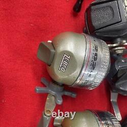 (18) Zebco Closed Face Spinning Reels, AND OTHER MODELS ALL WORK FINE, GREAT DEAL