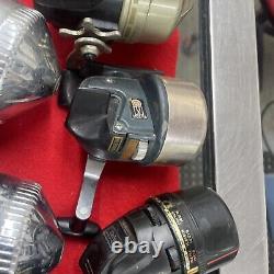 (18) Zebco Closed Face Spinning Reels, AND OTHER MODELS ALL WORK FINE, GREAT DEAL