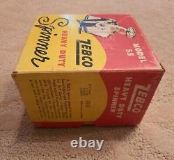1950s Zebco Model 55 Heavy Duty Spinner Spincast Reel Box Manual USA Made