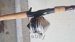 2 Vintage Zebco 33 Fishing Spincast Reels with berkley cherrywood pole