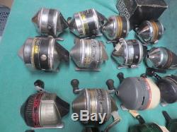 27 vtg Spin Cast Fishing Reels Zebco Johnson Garcia- Parts Repair Use