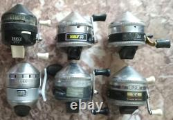 (6 Lot) 5 Vintage Zebco 33 Fishing Reels + (1) 202