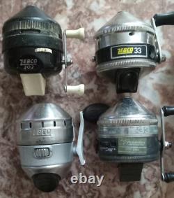 (6 Lot) 5 Vintage Zebco 33 Fishing Reels + (1) 202