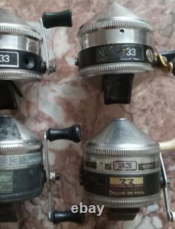 (6 Lot) 5 Vintage Zebco 33 Fishing Reels + (1) 202