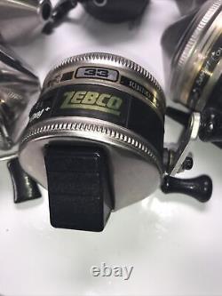 6 Vintage ZEBCO Fishing Reels Mixed Used