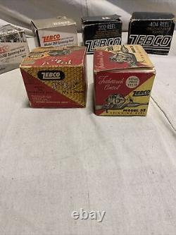 AMAZING VINTAGE LOT OF ZEBCO 202,404,33 zee bee reels with boxes