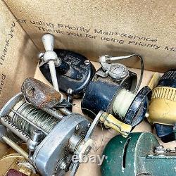Collection lot of 14 Vintage Fishing Reels Shakespeare, Zebco, ETC See Photos