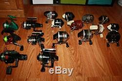 Collection of vintage bait casting & spinning reels as a lot 17, Zebco etc $7ea