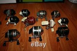Collection of vintage bait casting & spinning reels as a lot 17, Zebco etc $7ea