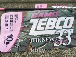 Dealer Case (4) Zebco 33 Ladies Pink Camo Rod Reel (PLUS MY$TERY FISHING ITEM$)