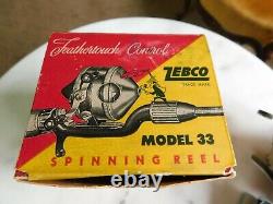 Early Vintage Zebco 33 Fishing Reel with Original Box & Papers works great