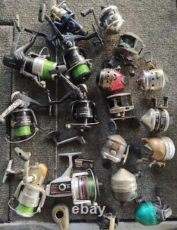 FISHING REELS Lot Of 17 Zebco, Daiwa, Shakespeare, Shimano Used Or Not Working