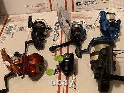 Fishing Pole Spinning Reels Lot Of 7 Shakespeare, Zebco, Diawa