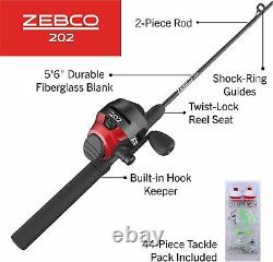 Fishing Zebco 202 Spincast Reel Rod Combo 5-Foot 6 2-Piece Pole Size 30 Right-H
