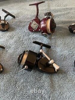 Garcia, Mitchell, Shakespeare, And Zebco vintage spinning fishing reels 13 Total