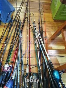 Huge Lot Of 26 Vintage Fishing Poles Rod Shakespeare Zebco