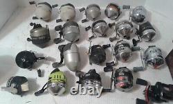 LOT OF 19 ZEBCO reels and1Garcia bait caster used reels for parts or repair