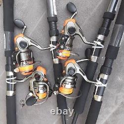 LOT OF 4 Zebco Crappie Fighter Spinning Rod & Reel Fishing Combo 8 Ft FOOT