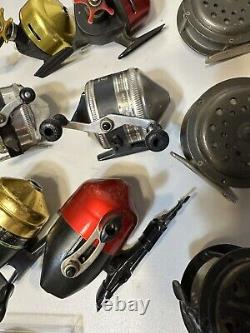 LOT OF 9 Vintage Fishing Reel Parts Repair Lot Abu-Matic, Zebco & Parts