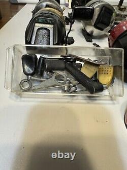 LOT OF 9 Vintage Fishing Reel Parts Repair Lot Abu-Matic, Zebco & Parts