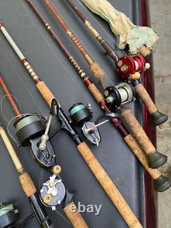 LOT of VINTAGE Fishing Poles Rods Reels Abu Garcia Mitchell Fenwick Lunker Stix