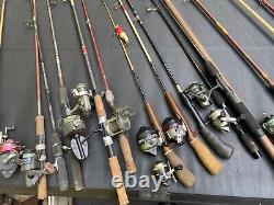 LOT of VINTAGE Fishing Poles Rods Reels Abu Garcia Mitchell Fenwick Lunker Stix