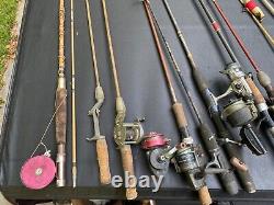 LOT of VINTAGE Fishing Poles Rods Reels Abu Garcia Mitchell Fenwick Lunker Stix