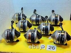 Lot Of Eight Zebco 33 Reels # R-19 Working Condition