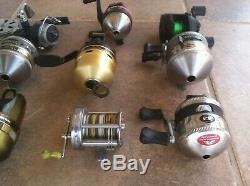 Lot of 11 Vintage Zebco Shakespeare 1920 Abu Garcia Mitchell 409 Fishing Reels