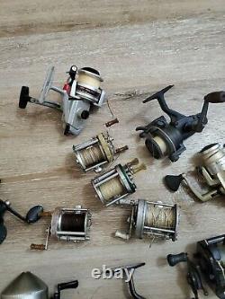 Lot of 20 Assorted Vintage Fishing Reels Daiwa, Zebco, Shakespeare