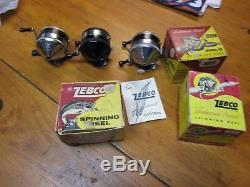 Lot of 3 Rare Collector Zebco 33 Reels, Boxes, 2 Tulsa Ok, Brass Gears USA