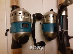 Lot of 3 Zebco combo Fin Commander 5' cast casting Rod cork handle micro 33 reel