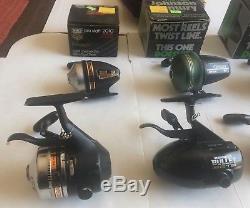 Lot of 7 Vintage Fishing Reels Zebco + Johnson VGC ALL WITH LINE, ALL WORK
