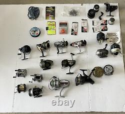 Lot of aprox 18 Vintage Fishing Reels & misc accessories multiple makes and mods