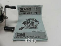 NEW Vintage 1960's Zebco 33 Spinner Spinning Fishing Reel With Box and Manual
