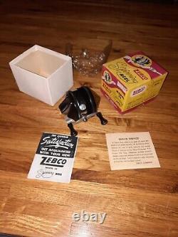 NOS 1956 Zebco 33 2nd Edition metal Head Nylon Black Reel W Box And Papers