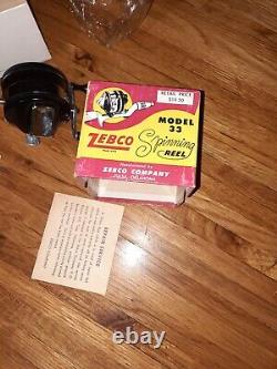 NOS 1956 Zebco 33 2nd Edition metal Head Nylon Black Reel W Box And Papers