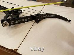 Oneida Osprey Fishing Bow with Zebco 888 reel and camouflage-color soft case