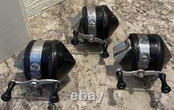 RARE! Vintage ZEBCO Model 33 BLACK SPINNER Reels. Lot Of 3. Circa 1954-1957