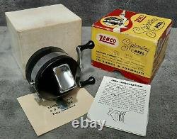 READ Vintage 1954 First Zebco 33 Reel in Box + Papers Mylar Plastic Spinner Head