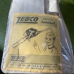 Rare Junior Black White Fishing Zebco Model 77 NOS In Original Packaging 1960's