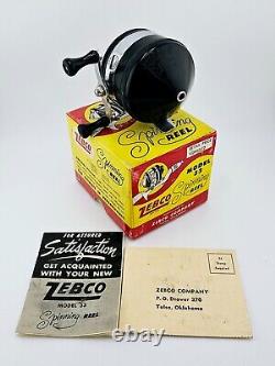 Rare Vintage Early Zebco Model 33 Spinning Reel Original Black Version with Box