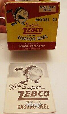 Super ZEBCO Casting Reel Model 22 New Old Stock in Original Box