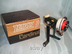 VINTAGE ZEBCO CARDINAL 3 SPINNING REEL with BOX, WRENCH AND PAPER
