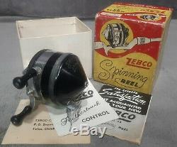 Vintage 1957 New Mint in Box Zebco Black 33 Spin-Cast Feathertouch Reel USA Rare