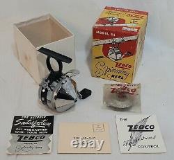 Vintage 1958 Rare Brand New in Box Zebco Chrome 44 Reel Mint Unused Unfished USA