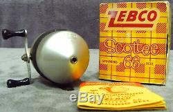 Vintage 1958 Zebco Scottee 66 Spin Cast Reel Includes Box & Manual Very Rare USA