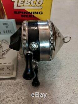 Vintage 1960's ZEBCO Fishing Spinning Reel Model 33 SILVER with 2 original box's