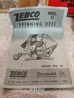 Vintage 1960's ZEBCO Fishing Spinning Reel Model 33 SILVER with 2 original box's